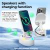 AKLLCCR Wireless Induction Audio Bluetooth Speaker 5in1 Phone Holder Emergency Rechargeable (3000mAh) with Colorful Ambient Light 300 Foldable for Tablet iPhone Android, Gifts for Men Women (White) view 4