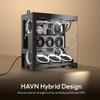 HAVN HS 420 VGPU Dual-Chamber Mid Tower ATX PC Case Black | PCIe 5.0 Vertical GPU Kit, 11x 140mm Fan Slots & 2X 420mm Radiator Support, SimpliCable Cable Management, Tempered Glass, PWM Fan Hub view 2