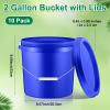 Tioncy 10 Pcs 2 Gallon Plastic Buckets with Lids and Handles,Blue view 2