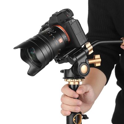 Tripod Head, with Two Bubble Level Indicators Aluminum Alloy 3 Way Damping Video Tripod Head for DSLR Camera Tripods Monopod