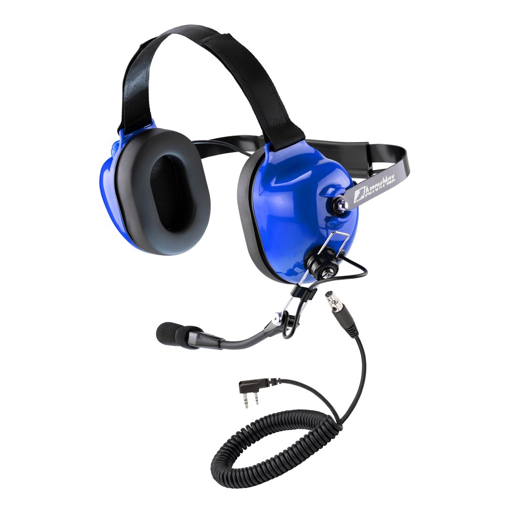 ArrowMax AHDH0033D-BU-SC-K2 Motorsports Pit Crews 23dB Noise Reduction Racing Headphone Compatible with BaoFeng BTECH UV-5R UV-5RA Kenwood 2-Pin K1 Plug (with Dynamic Noise-Canceling Microphone)
