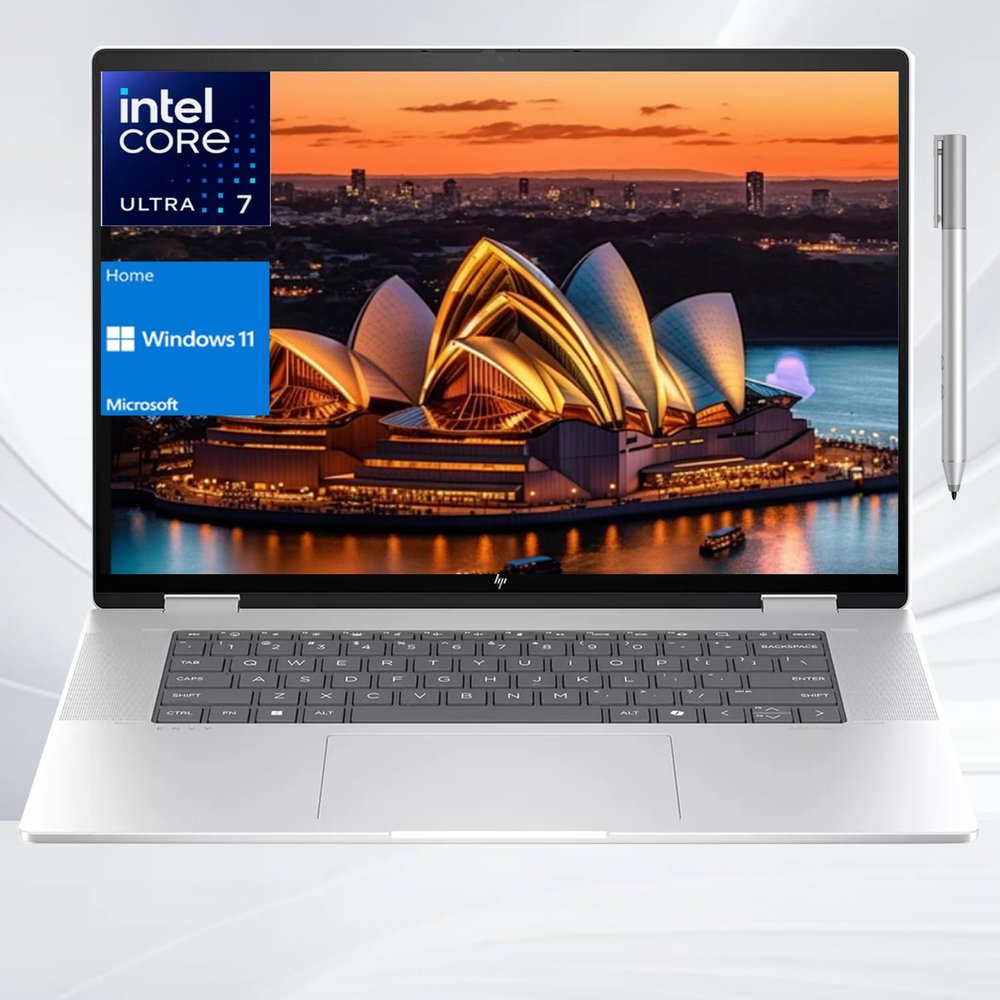 HP Envy X360 16" Ultra 7 AI Convertible 2-in-1 Laptop, 16" FHD+ Touchscreen, Intel Ultra 7 155U (Beats Intel i7-1355U), 16GB RAM, 512GB SSD Stylus Pen, Wi-Fi 6, Windows 11 Home, Silver
