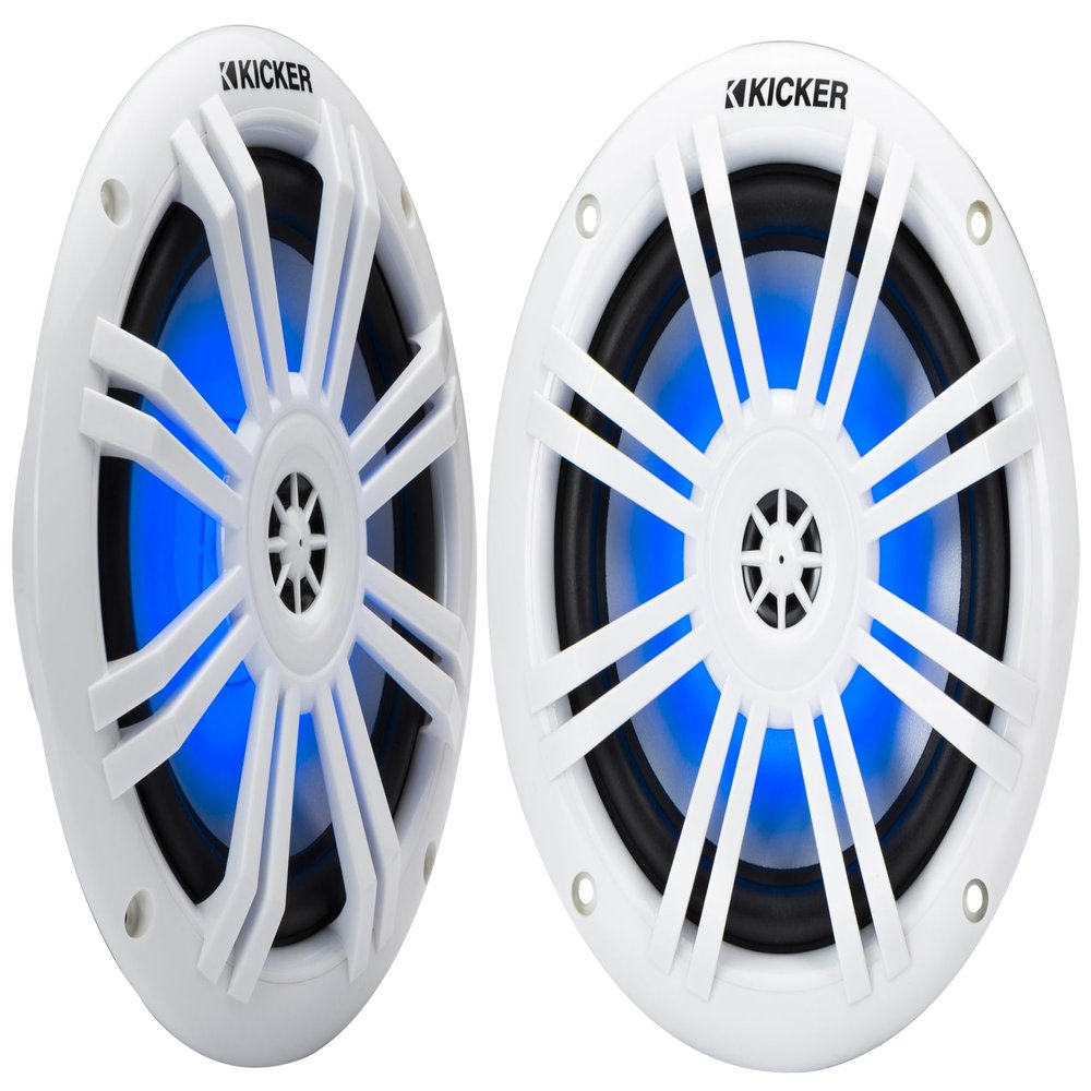 KICKER 51KM604WL KM 6.5" 4 LED Marine Coaxial Speakers - Pair