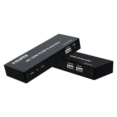 ENS HDMI KVM USB Extender, up to 150FT, Pair of Transmitter and Receiver, CAT5E, CAT6, 1080P and 4K, Long Distance Transmission with USB 2.0 Ports for Remote Keyboard & Mouse Control