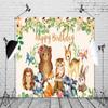 10x6.5ft Safari Happy Birthday Backdrop Safari Animal Jungle Background Kids Party Supplies Banner Wall Decoration Flowers Leaves Cake Table Decor Photography Boys Girls Photo Studio Props view 3