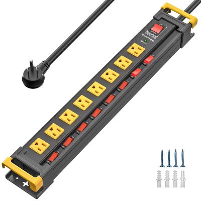 8 Outlet Heavy Duty Power Strip with Individual Switches,3300J Surge Protector Power Strip with 6FT Cord Management, Wide-Spaced, ETL Listed (15A/1875W)
