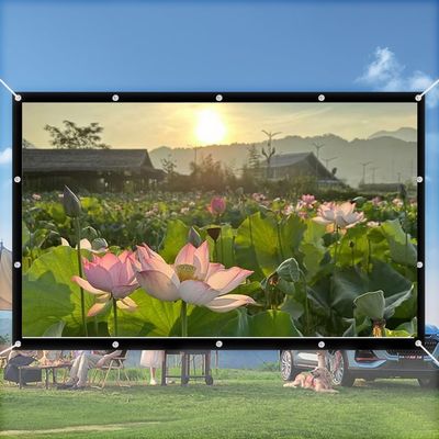 GJPXFR Projection Screen Anti Crease, Manual Portable Movie Screen Lightweight and Compact, Video Projector Screen Black Masking Border(60inch,16:10)