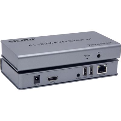 ENS HDMI KVM USB Extender, up to 300FT, Pair of Transmitter and Receiver, CAT5E, CAT6, 1080P and 4K, Long Distance Transmission with USB 2.0 Ports for Remote Keyboard & Mouse Control