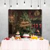 ChloropLastid 12x12ft Merry Christmas Tree Backdrop Christmas Indoor Fireplace Xmas Gifts Rustic Wooden House Photography Background Christmas Family Party Decoration Photo Booth Studio Props view 3