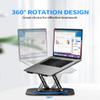 Adjustable Computer Stand with 360 Rotating Base, Ergonimic Foldable Laptop Riser for Desk Compatible with MacBook Pro/Air Notebook up to 16 Inches, Silver (Black) view 2