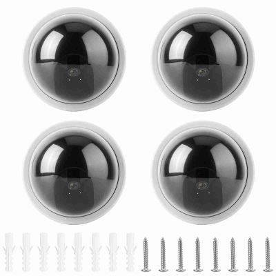 Dome Simulation Camera Screw Kit, Dummy Fake Security CCTV Cameras with Flashing Red Light, Tool for Indoor Outdoor Home Business (White)