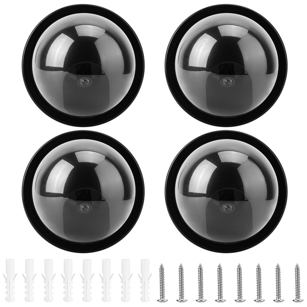 Dome Simulation Camera Screw Kit, Dummy Fake Security CCTV Cameras with Flashing Red Light, Tool for Indoor Outdoor Home Business (Black)