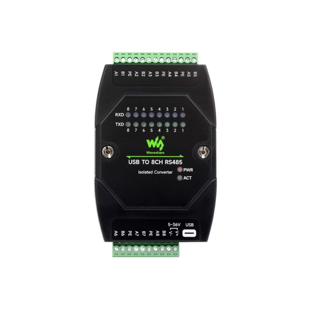 TUOPUONE USB to 8CH RS485 Industrial Grade Isolated Converter USB to RS485 Adapter Multiple Protection Circuits Wall-Mount and Rail-Mount Support Multi-OS Compatible Stackable Installation Support
