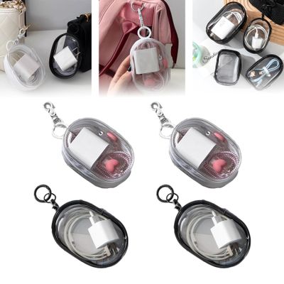 DirectNine Basics Charging Cable Storage Bag, Transparent Mobile Phone Charger Organizer, Waterproof Cable Storage Case, Portable Electronic Cord Organizer Travel Case (4pcs Mix)