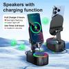 AKLLCCR Wireless Induction Audio Bluetooth Speaker 5in1 Phone Holder Emergency Rechargeable (3000mAh) with Colorful Ambient Light 300 Foldable for Tablet iPhone Android, Gifts for Men Women (Black) view 4