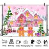10X10ft Christmas Gingerbread House Photo Backdrop Photography Background, Pink Merry Christmas Candyland Backdrops Photo Booth Prop Decorations Wall Decor Banner Tablecloth view 2