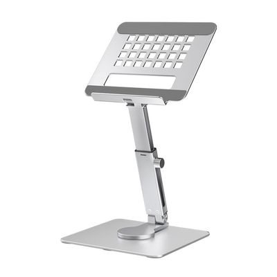 CUIYMXSC Folding Laptop Stand for Desk with 360 Rotating Base, Ergonomic Laptop Riser, Height Adjustable for Laptop and Monitor Riser (Gris)