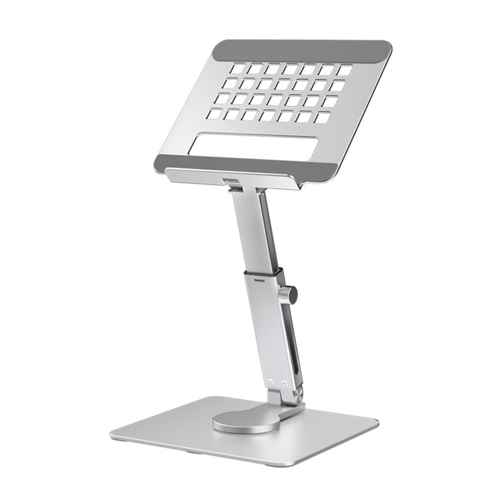 CUIYMXSC Folding Laptop Stand for Desk with 360 Rotating Base, Ergonomic Laptop Riser, Height Adjustable for Laptop and Monitor Riser (Gris)