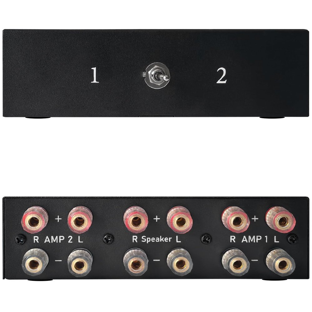 Y.D.F 2 Port Amplifier Speaker Selector, 2(1)-in-1(2)-Out Amp Speaker Switcher Selector, AMP A/B Switch Splitter 2-Way Loudspeaker Control Combiner Box