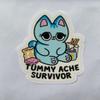 Pack 3" Tummy Ache Survivor Cute Cat Sticker Meme Funny for Fridge, Car, Truck, Window 3" view 1