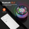 Bluetooth Shower Speaker, Portable Shower Speakers Wireless Bluetooth 5.3 with Time Display, IP7 Waterproof Speakers with RGB Light, Suction Cup, Stereo Pairing, Handsfree for Pool Beach Party, Gray view 2