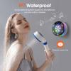 Bluetooth Shower Speaker, Portable Shower Speakers Wireless Bluetooth 5.3 with Time Display, IP7 Waterproof Speakers with RGB Light, Suction Cup, Stereo Pairing, Handsfree for Pool Beach Party, Gray view 4