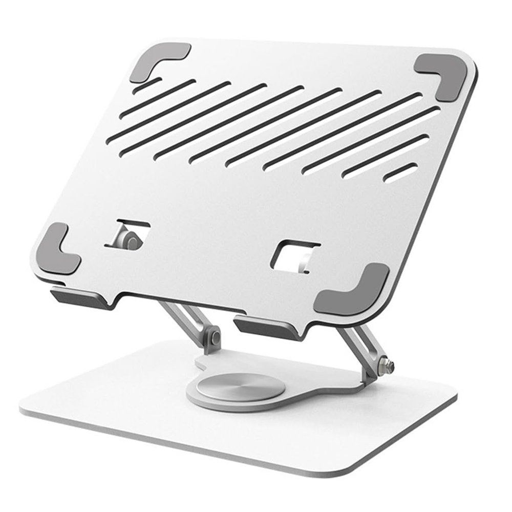 CUIYMXSC 360 Rotating Laptop Stand for Desk, Standing Desk Converter, Adjustable or Foldable Notebook Computer Holder for Home Office (White)