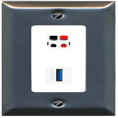 RiteAV SPEAKER USB-3 Decorative Wall Plate [Stainless Steel/White]