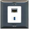 RiteAV CAT7 USB-3 Decorative Wall Plate [Stainless Steel/White] view 1