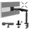 AVLT Single 17"-40" Ultrawide 3-Segment Easel Monitor Arm for Screens Up to 24.3 lbs, Aluminum Designer Stand, Adjustable Pneumatic Height, Full Motion Swivel Tilt Rotation, USB-C USB-A Ports, Black view 1
