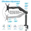 AVLT Single 17"-40" Ultrawide 3-Segment Easel Monitor Arm for Screens Up to 24.3 lbs, Aluminum Designer Stand, Adjustable Pneumatic Height, Full Motion Swivel Tilt Rotation, USB-C USB-A Ports, Black view 4