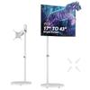 AVLT Single 17 to 43 Inch Portable Monitor Arm TV Rolling Stand with Heavy Base for Screens Up to 22 lbs, Mechanical Spring Height Adjustment, Screen Rotation, Mobile Low Profile Caster Wheel, White view 1
