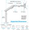 AVLT Single 17"-40" Ultrawide 3-Segment Easel Monitor Arm for Screens Up to 24.3 lbs, Aluminum Designer Stand, Adjustable Pneumatic Height, Full Motion Swivel Tilt Rotation, USB-C USB-A Ports, White view 3