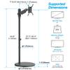 AVLT Single 17 to 43 Inch Portable Monitor Arm TV Rolling Stand with Heavy Base for Screens Up to 22 lbs, Mechanical Spring Height Adjustment, Screen Rotation, Mobile Low Profile Caster Wheel, Black view 3