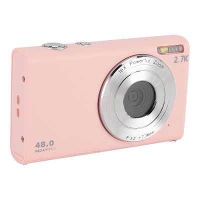 2.7K HD 48MP Digital Camera, Autofocus 16X Digital Zoom Anti Shake Vlogging Camera with 2.8in Screen for Kids, Teens, Adults (Pin k)