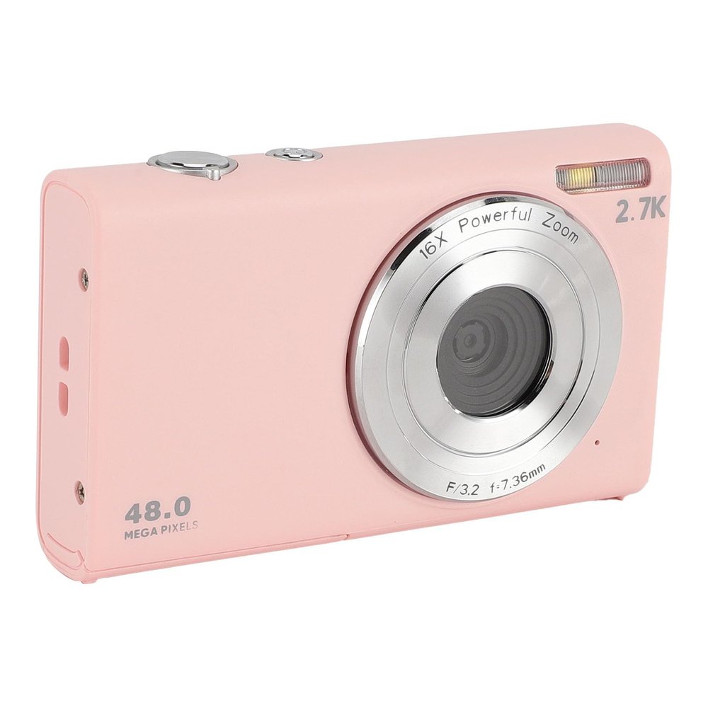 2.7K HD 48MP Digital Camera, Autofocus 16X Digital Zoom Anti Shake Vlogging Camera with 2.8in Screen for Kids, Teens, Adults (Pin k)