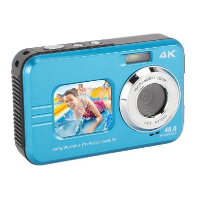 4K Underwater Camera, 48MP Autofocus Dual Screen Selfie Underwater Camera for Snorkeling, Diving, 11FT Compact Digital Camera (Blue)