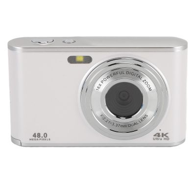 4K 48MP Digital Camera, Autofocus 16X Digital Zoom Anti Shake Compact Vlogging Camera with 2.8 Inch Screen for Kids, Teens, Adults (White)