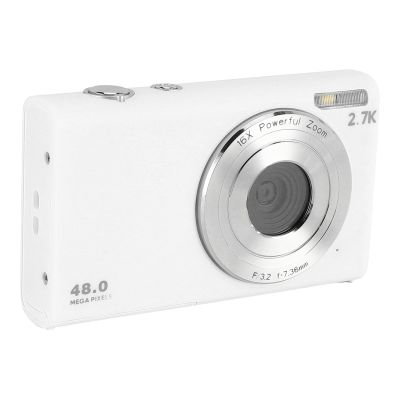 2.7K HD 48MP Digital Camera, Autofocus 16X Digital Zoom Anti Shake Vlogging Camera with 2.8in Screen for Kids, Teens, Adults (White)