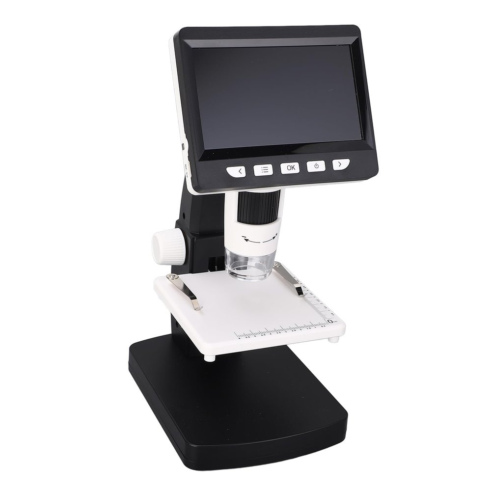 Digital Microscope, 1080P 2MP HD LCD Screen 50-1000X Magnifier Camera with 8 LED Lights, 32GB SD Card - Model DM4 Lite, for Circuit Board Inspection, Jewelry Examination