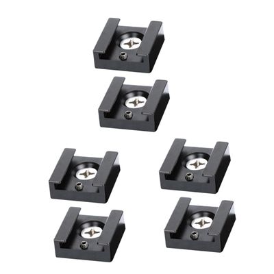 OSALADI 6pcs Cold Shoe Adapter Quick Release Bracket for Camera Flash Mount Compatible Threaded Accessories and Sturdy Design for Lights and Monitors Black