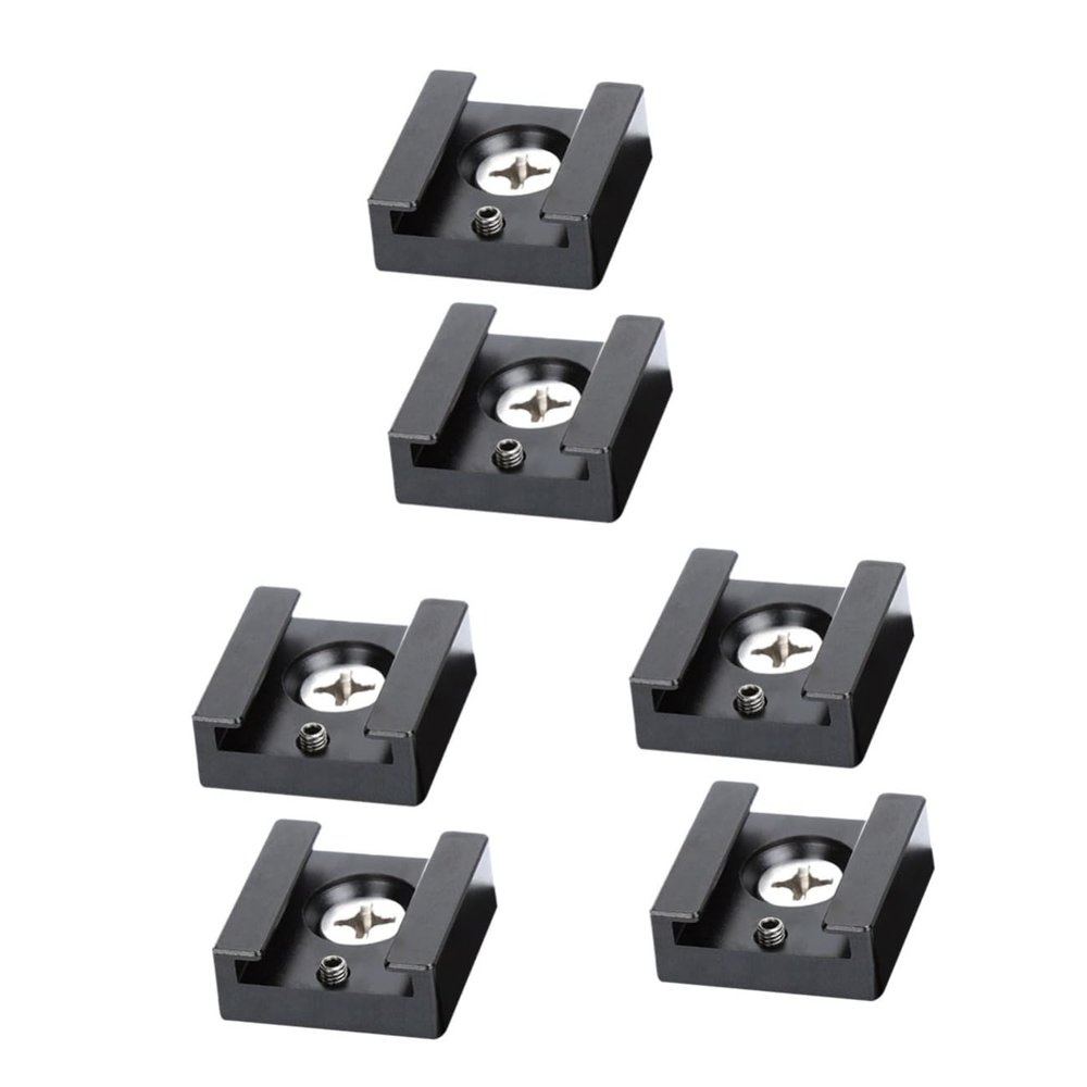 OSALADI 6pcs Cold Shoe Adapter Quick Release Bracket for Camera Flash Mount Compatible Threaded Accessories and Sturdy Design for Lights and Monitors Black