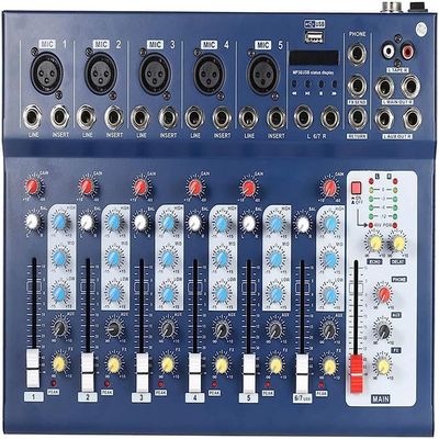 Studio Mixing Desks, 7-Channel Digital Mic Line Audio Sound Mixer Mixing Console with USB Input 3 Bands Equalizer for Recording DJ Stage Karaoke Music Appreciation