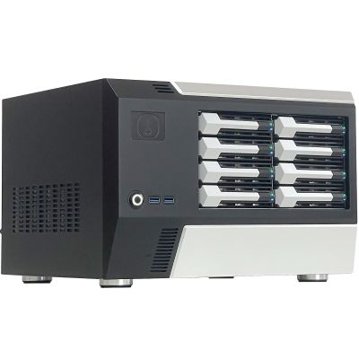 DirectNine Basics ZhenLoong-X86 8 Bay NAS case Server Storage Chassis Hard Disk Drive hot-swap 12Gb backbplane SFF8643 Interface Support MATX/ITX MB/USB3.0 * 2 Come with PCIe X4 8 SATA Expansion Card