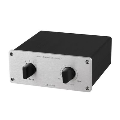 1 to 3 XLR Audio Switch, 3-Channel Stereo Passive Selector, Balanced Signal Converter with Volume Control (XLR 1-3VOL)