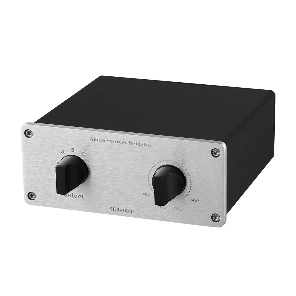 1 to 3 XLR Audio Switch, 3-Channel Stereo Passive Selector, Balanced Signal Converter with Volume Control (XLR 1-3VOL)