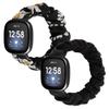 Scrunchie Bands for Fitbit Versa 4/Versa 3/Sense/Sense 2 Strap for Women,Replacement Watchband Soft Cloth Fabric Elastic Wristband (Chrysanthemum/Black, Large) view 1