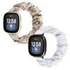 Scrunchie Bands for Fitbit Versa 4/Versa 3/Sense/Sense 2 Strap for Women,Replacement Watchband Soft Cloth Fabric Elastic Wristband (Honeysuckle/White, Large) view 1