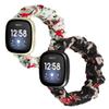 Scrunchie Bands for Fitbit Versa 4/Versa 3/Sense/Sense 2 Strap for Women,Replacement Watchband Soft Cloth Fabric Elastic Wristband ((white) Red Flower/(black) Red Flower, Small) view 1