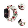 Scrunchie Bands for Fitbit Versa 4/Versa 3/Sense/Sense 2 Strap for Women,Replacement Watchband Soft Cloth Fabric Elastic Wristband ((white) Red Flower/(black) Red Flower, Small) view 2